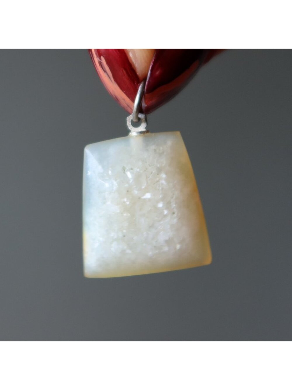 Druzy Quartz Pendant Window to Sparkling World Gemstone Yellow Crystal Charm